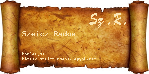 Szeicz Rados névjegykártya